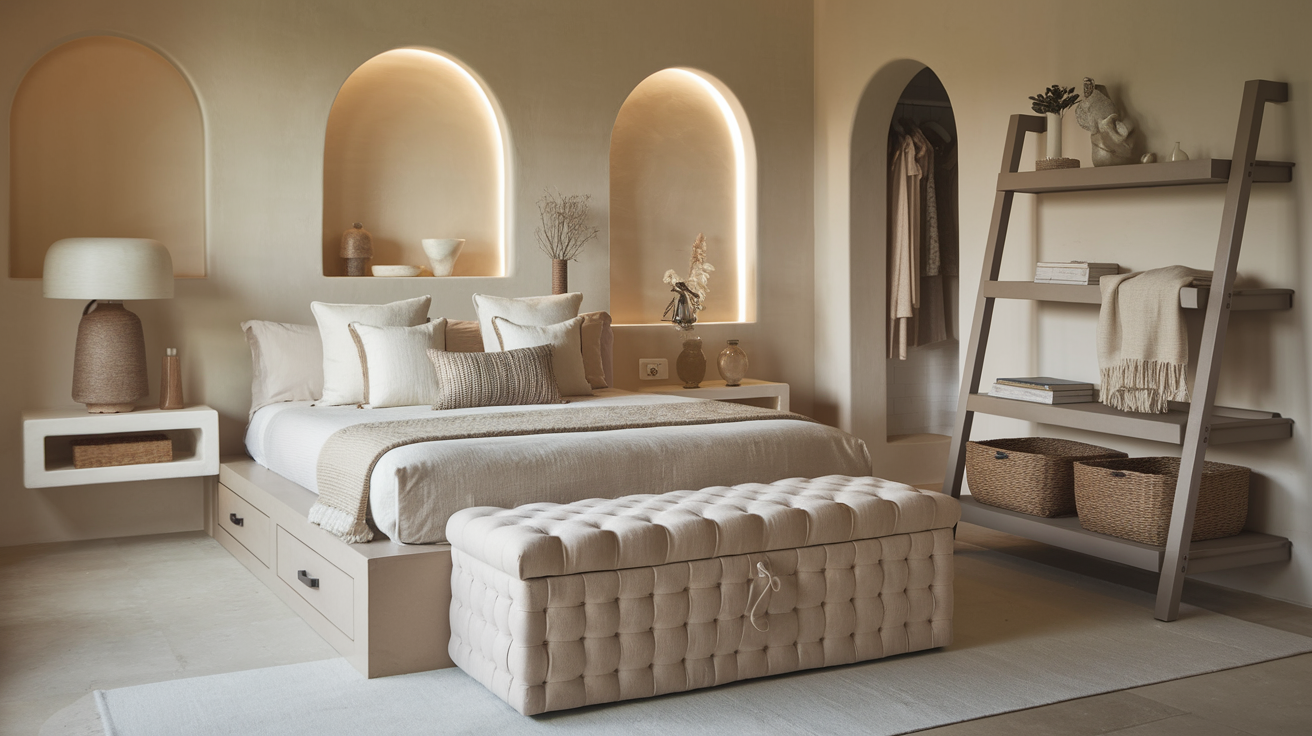 Discover 12 clever bedroom storage ideas that keep your space cozy, organized, and clutter-free. From underbed drawers to woven baskets and multifunctional furniture, these stylish solutions blend smart organization with warm, minimalist design.
