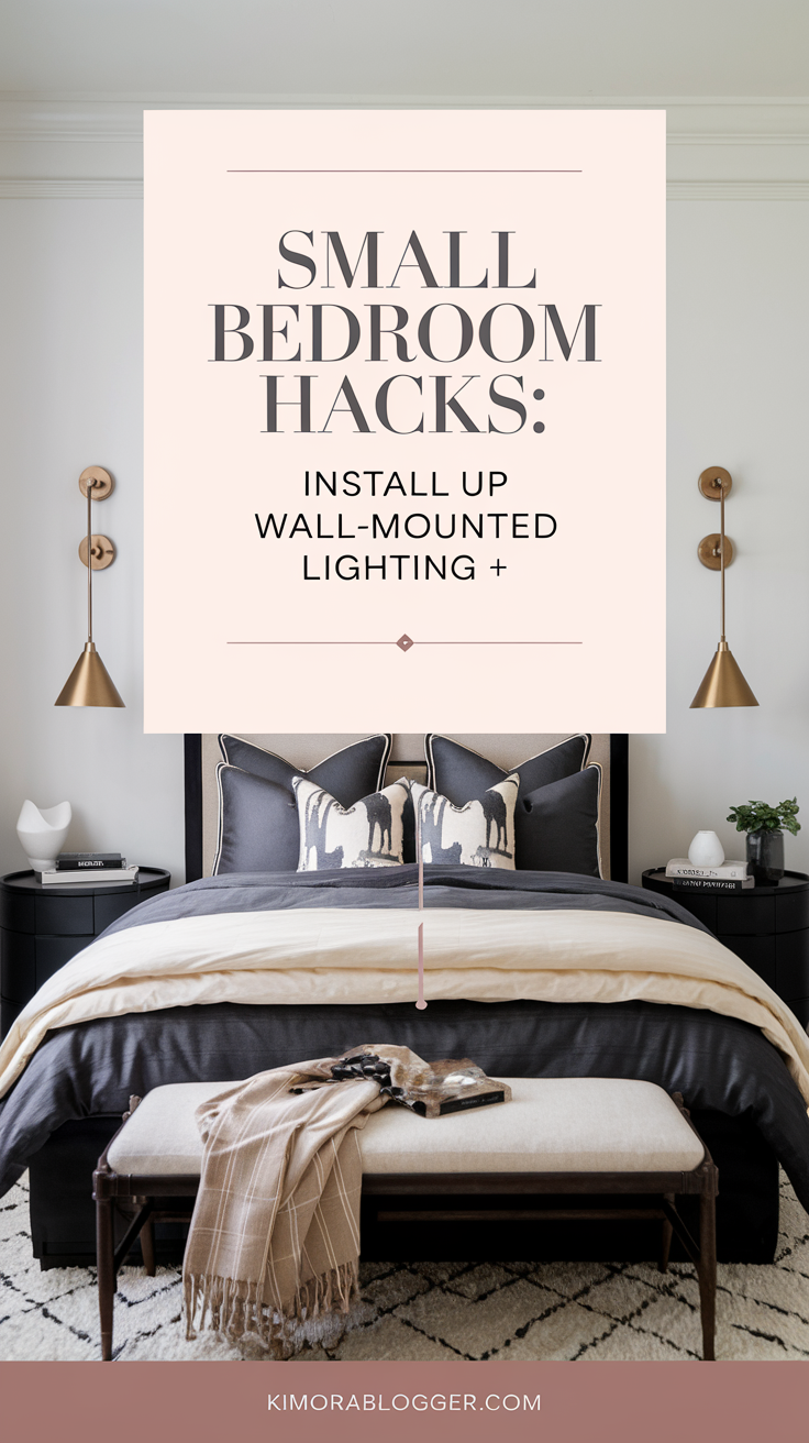 Modern matte gold sconces on either side of the bed, paired with soft charcoal linen pillow shams and creamy layered bedding.
