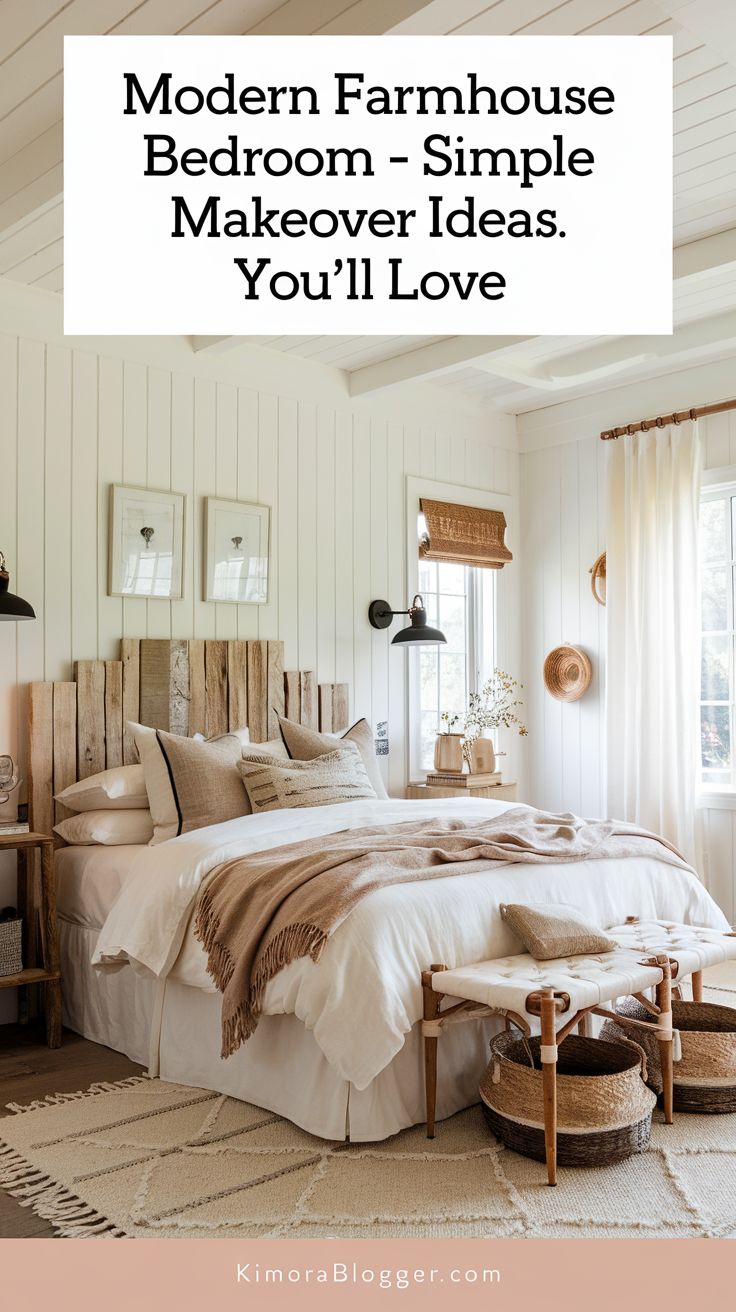 Transform your bedroom with these 10 modern farmhouse makeover ideas. From cozy bedding and shiplap walls to rustic decor and iron accents, this guide helps you create a warm, stylish retreat—no renovation needed.