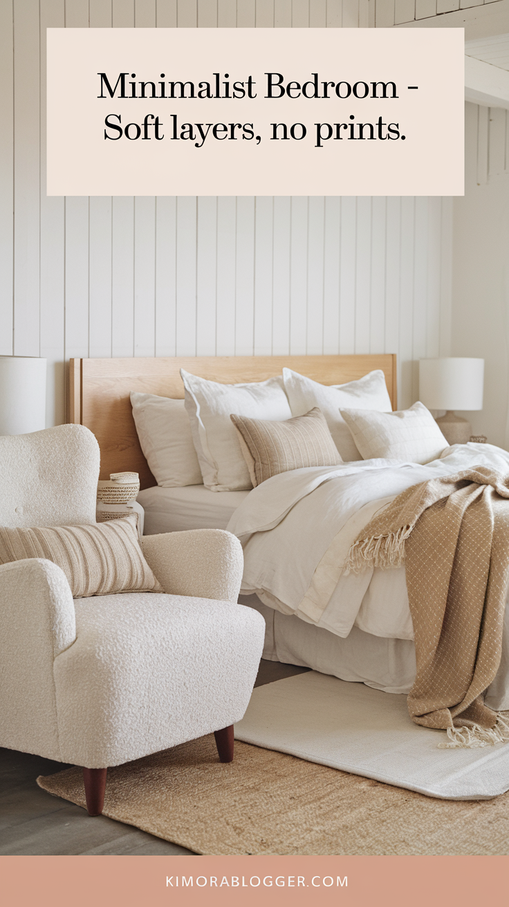 A space in sand tones and whites, layered with boucle, cotton, and linen. No patterns—just touchable softness everywhere.