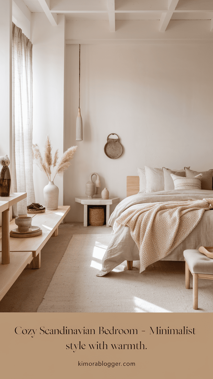 Design your dream Cozy Scandinavian Bedroom with these 12 simple tips for a warm, minimalist space. From layered textures and soft lighting to light wood finishes and airy layouts, this guide blends Nordic minimalism with comforting charm.